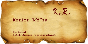 Kozicz Róza névjegykártya